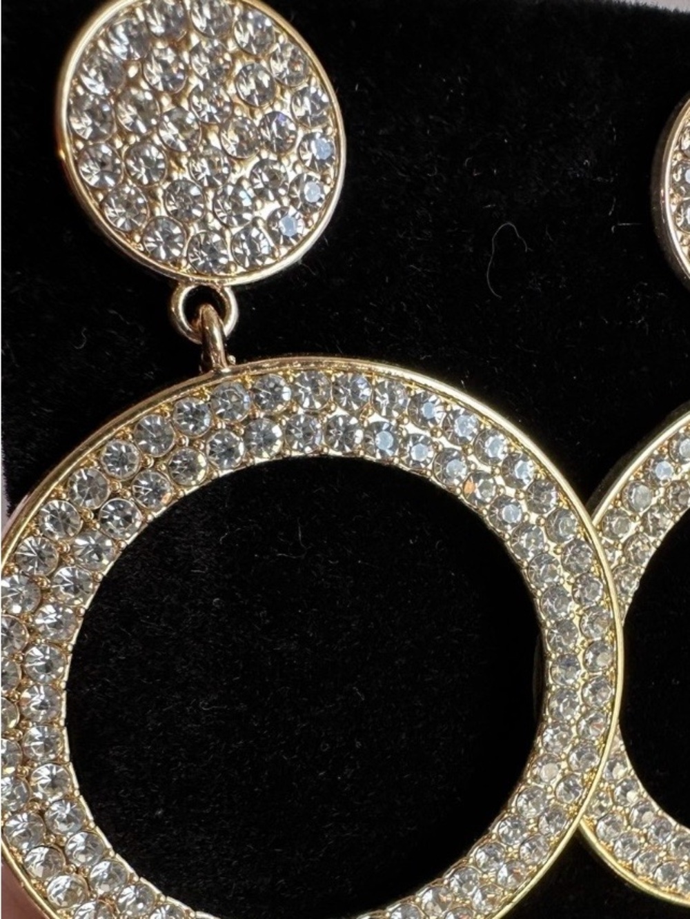 Gold Crystal Hoop Drop Earrings - Women Jewelry - Picture 4 of 8